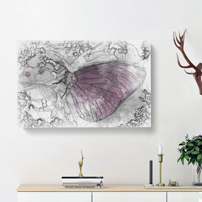 Butterfly Upon A Flower - Wrapped Canvas Painting