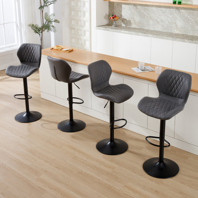 Tabouret de bar pivotant à hauteur réglable, 4, Gris foncé