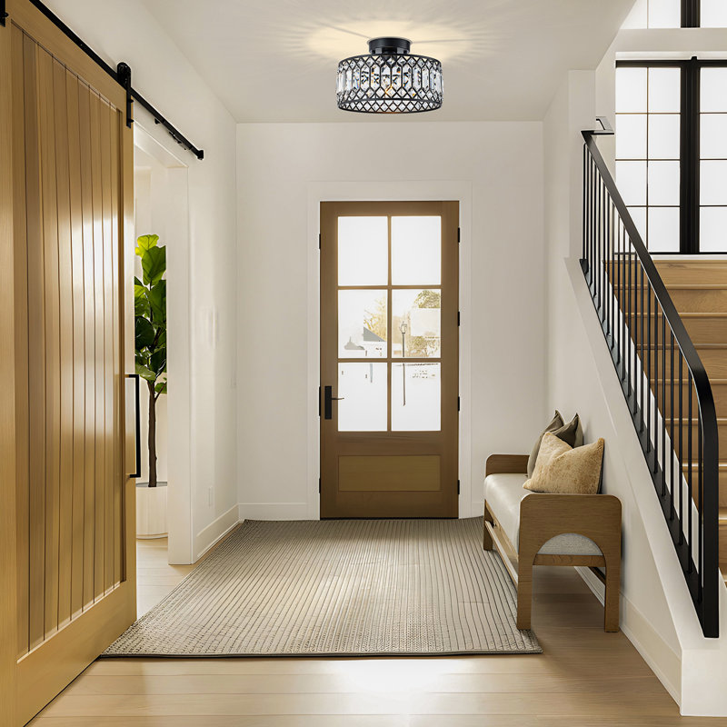 Plafonnier semi-encastré Luxury, 11 po de largeur, Noir