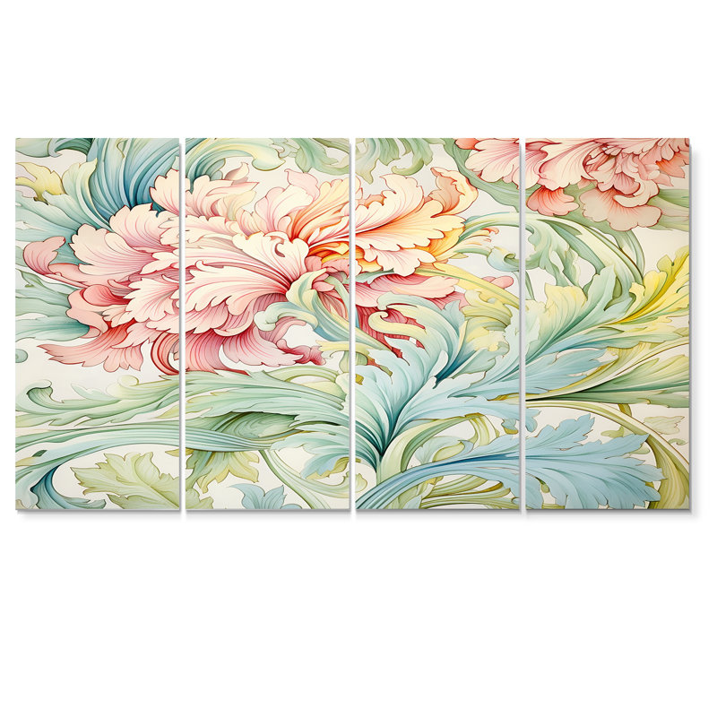 Aurand - Fleurs, art mural sur toile, 4 pièces, H 28 po x l 48 po