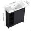 Meuble-lavabo autoportant de 30 po avec lavabo en céramique blanche et porte à fermeture en douceur, chêne foncé, contreplaqué, emballage KD-131993107