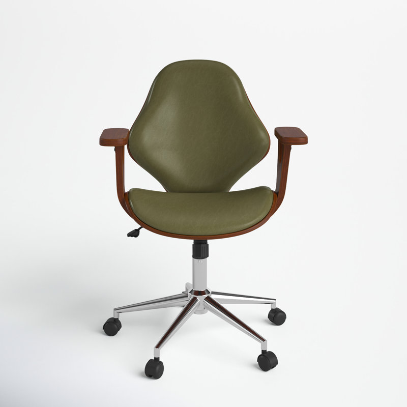 Barri Faux Leather Mid-Century Office Chair, Green