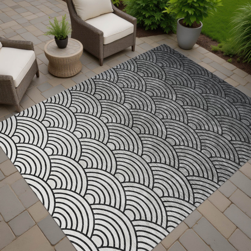 Machine Washable Indoor/Outdoor Kugler ACN2414 Geometric Rug, Rectangle 8' x 10'
