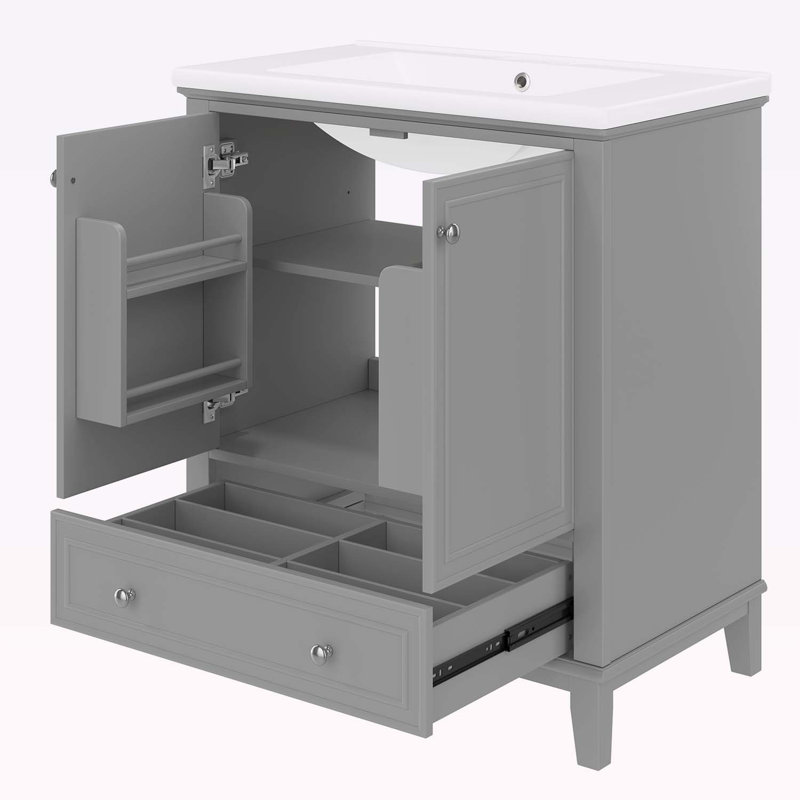 Meuble-lavabo 30 po avec lavabo, Gris
