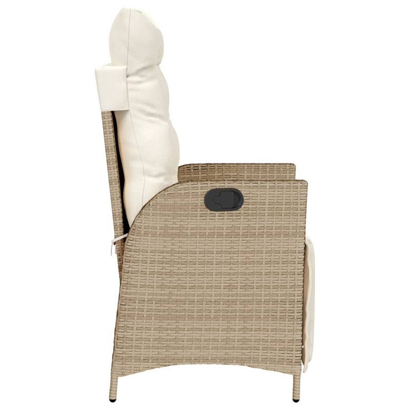 2 - Person Wicker Patio Dining Set with Round Table , Cushions Included, Beige, Beige