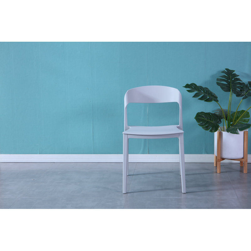 Beattie Ladder Back Stacking Side Chair, Light Grey
