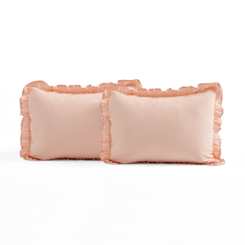 Blush Microfiber Full Bedspread Set with Ruffled Skirt