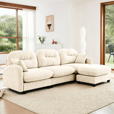 Rose avec dossier à 3 coussins, matériau en chenille, combinaison flexible, tissu confortable en forme de L pour espace de lecture, siège ergonomique, utilisation dans la chambre à coucher