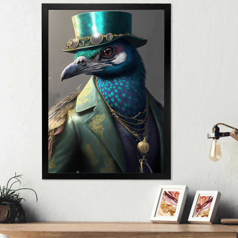 «Peacock Gangster in NYC II», impression sur toile, Impression noire sur toile encadrée, H 20 po x l 12 po x P 1 po