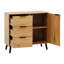 Armoire en bois naturel avec porte et tablette réglable pour rangement de salle de bain 3 tiroirs