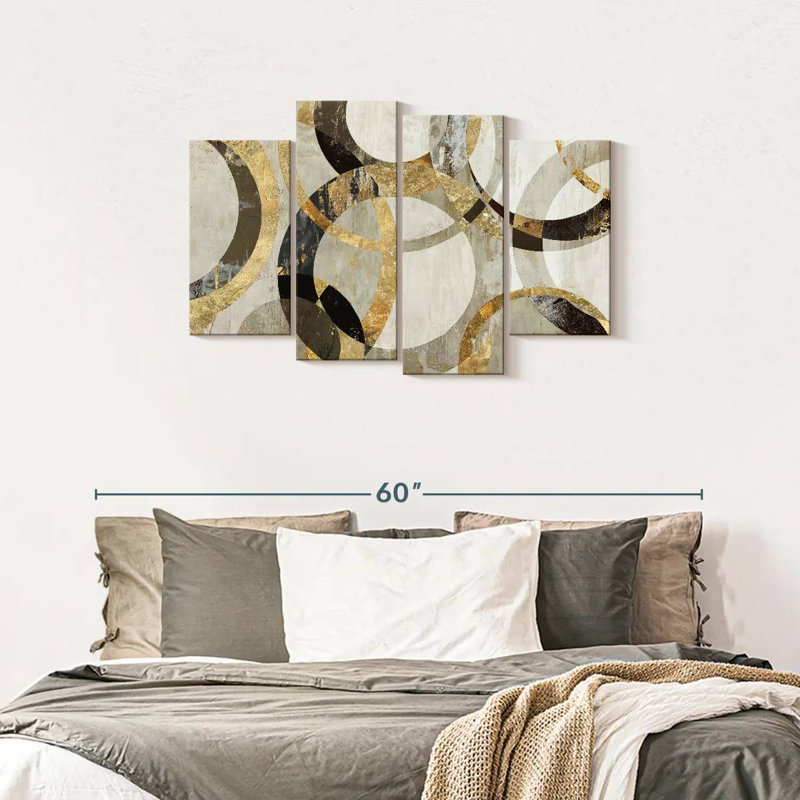 Overlaps Wall Art Multi Piece Canvas Print On Canvas 4 Pieces Set, 43" H x 27" W x 1.25" D
