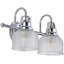Éclairage pour meuble-lavabo moderne de 17,25 po en chrome, applique murale à 2 lumières DEL, abat-jour cloche en verre transparent pour cuisine de couloir à miroir, homologué ETL, ampoule DEL incluse