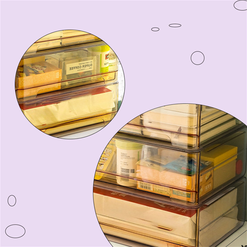 Rangement de bureau empilable en plastique Alinson, Or