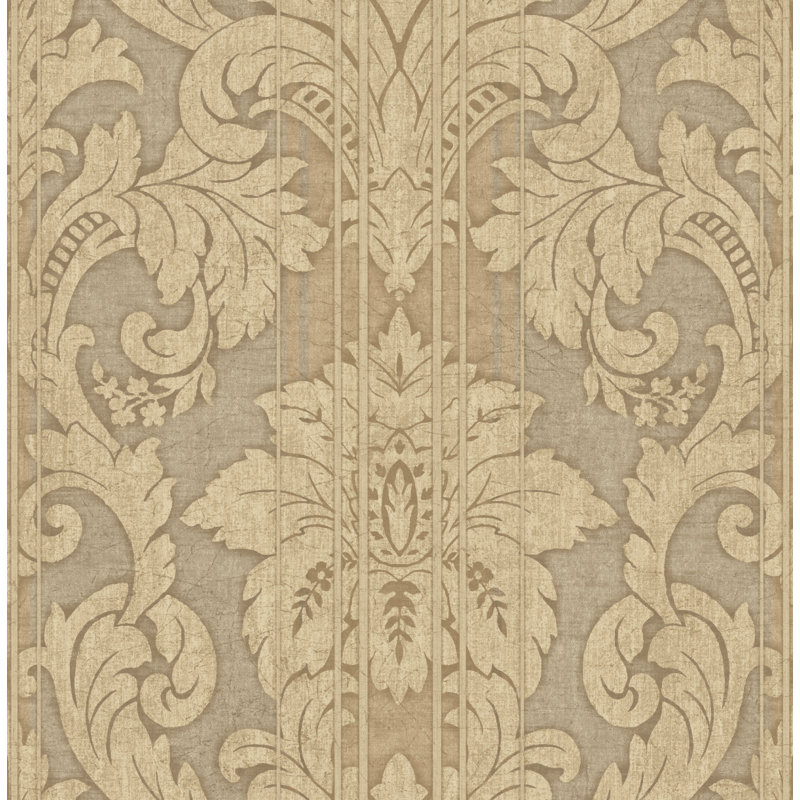 Seabrook Designs Arvel Acanthus Scrolls Unpasted Wallpaper, Hazelnut