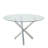 Kaizlyn Modern Round Glass Dining Table for 4-6 People, Clear Tempered Glass Top, Metal Cross Base, Round Kitchen Table for Dining Room, Circular Table for Small Space-876951156-876951144