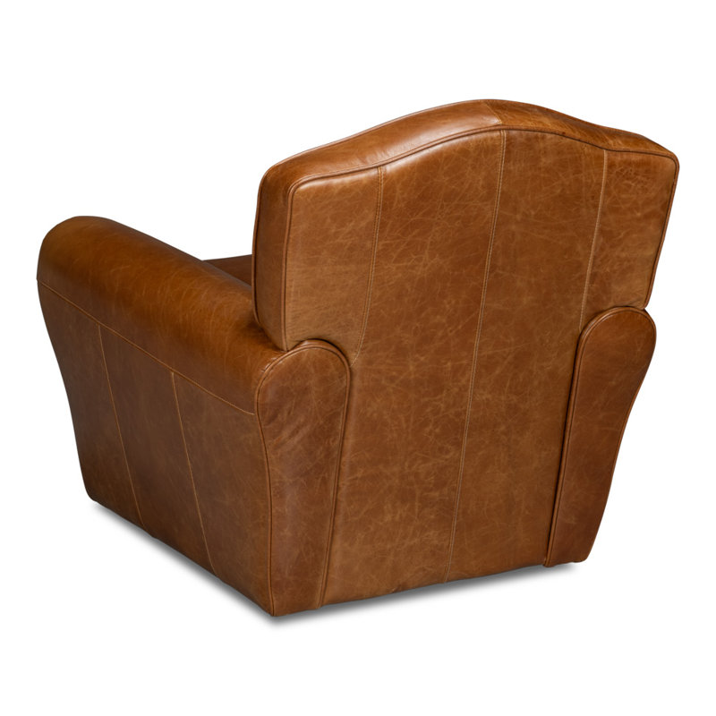 Elite Swivel Armchair, Brown Genuine Leather