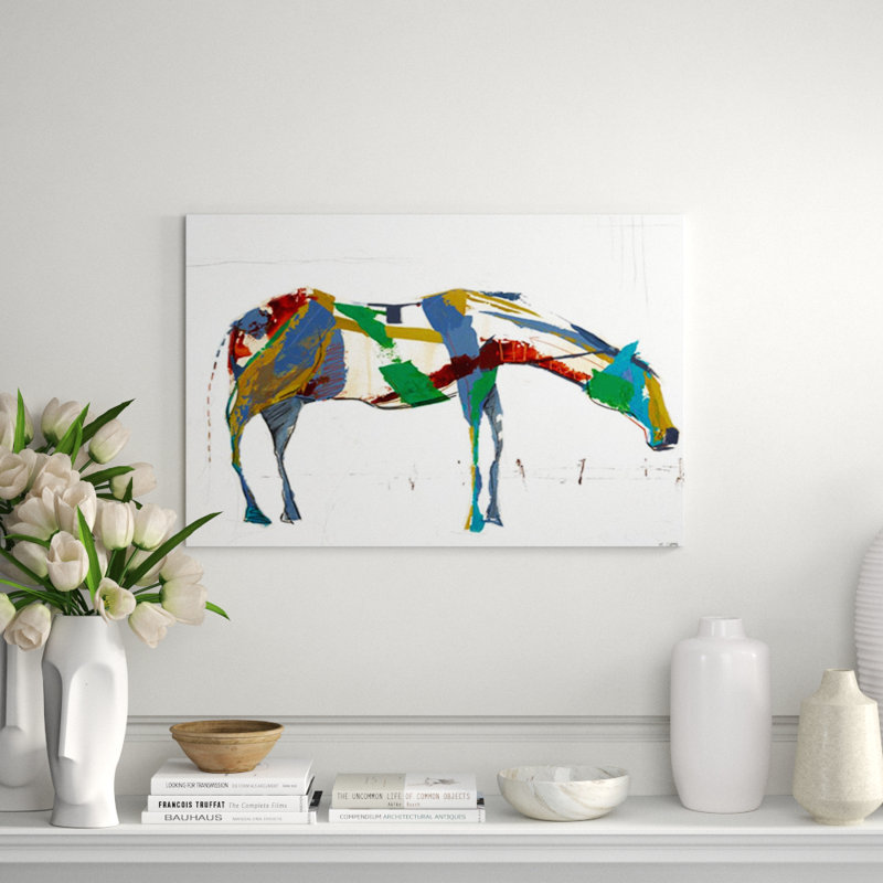 Painted Horse Alone Print by Milton Coppo, Glass Coat, 30" H x 45" W