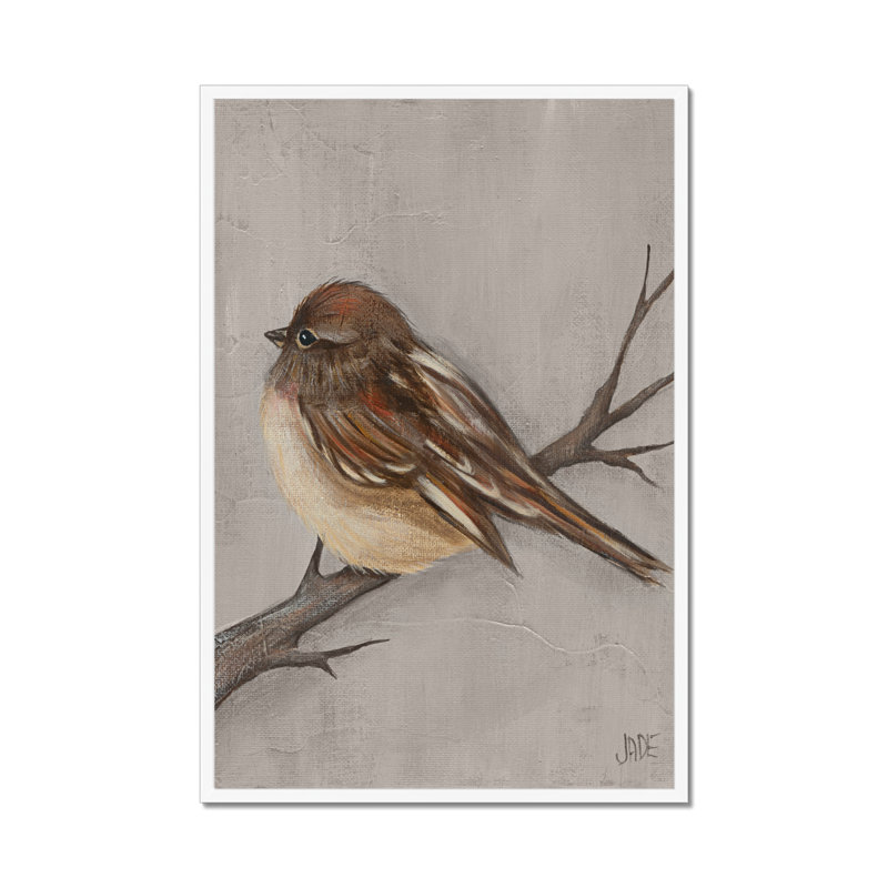Winter Bird III by Jade Reynolds - Painting, 95cm H x 65cm W, White Framed Paper Print