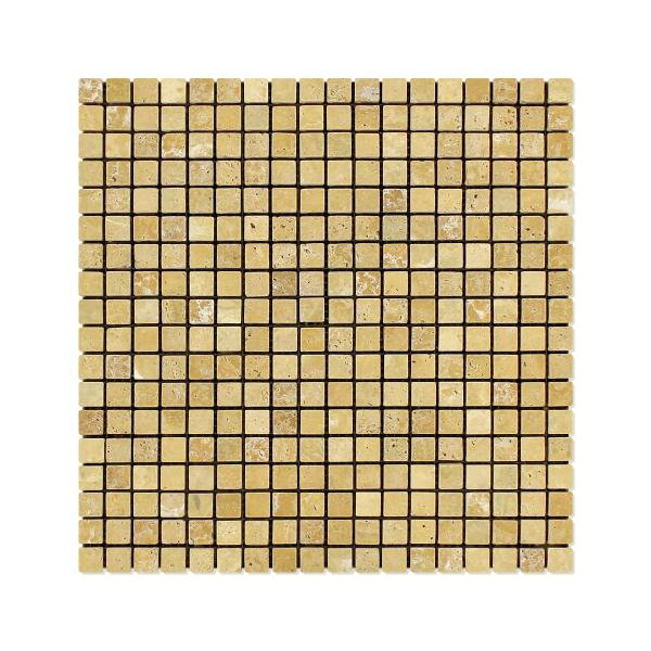 Gold Travertine Tumbled Square Mosaic