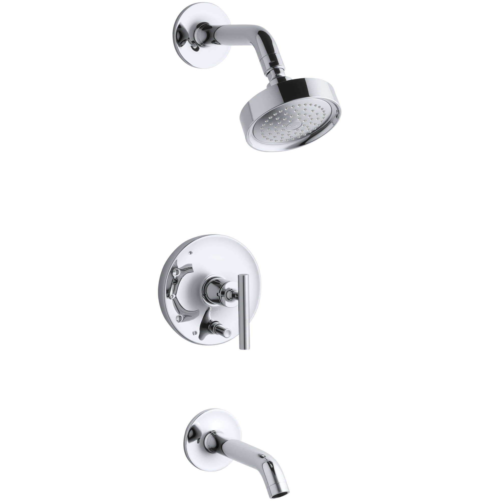 Purist Pressure-Balancing Thermostatic Tub and Shower Faucet, Polished Chrome, 2.5 GPM, Lever Handle
