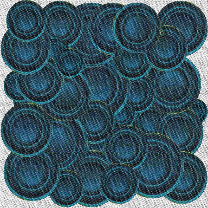 Bleu/blanc à motif Tapis décoratif, Carré 6 pi