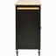Chariot pour îlot de cuisine avec plateau en bois massif et roues verrouillables, largeur de 54,3 pouces, armoire à 4 portes et deux tiroirs, support à épices, porte-serviettes-1013214347