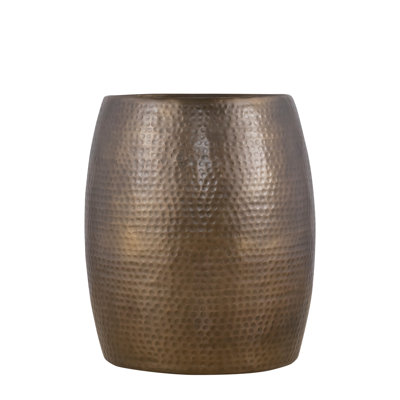 ET501 Modern Contemporary Aluminum material 21" Height End Table, Side Table with Glossy Hand Hammered Design Antique Gold