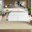Grands lits en bois peu encombrants avec rangement, style blanc moderne