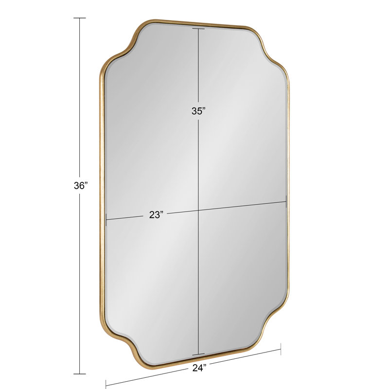 Aransa Scalloped Rectangle Wall Mirror, Gold, 36" x 24"