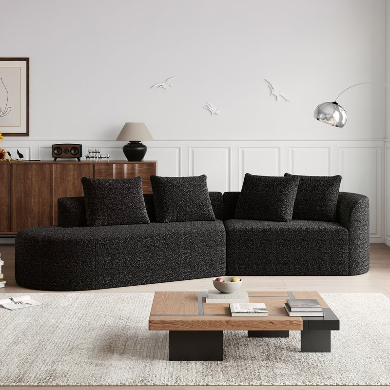 Canapé modulaire surdimensionné et rembourré Modern, Orienté à gauche (vu de face), Chenille noir