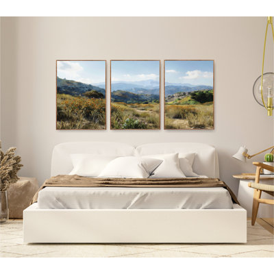 California's Wildflower Field, ensemble de 3 estampes, peinture de paysage, décor de maison de campagne