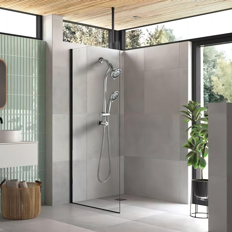 5 Inch Rain Shower & 7-Spray Handheld With 26" Slide, Easy Installation, Angle-Adjustable, Nozzles, Stable 1.8Gpm Flow, Manual Control Bathroom : Showerhead And Adjustable, Dual Flow 1.8Gpm, No Wall
