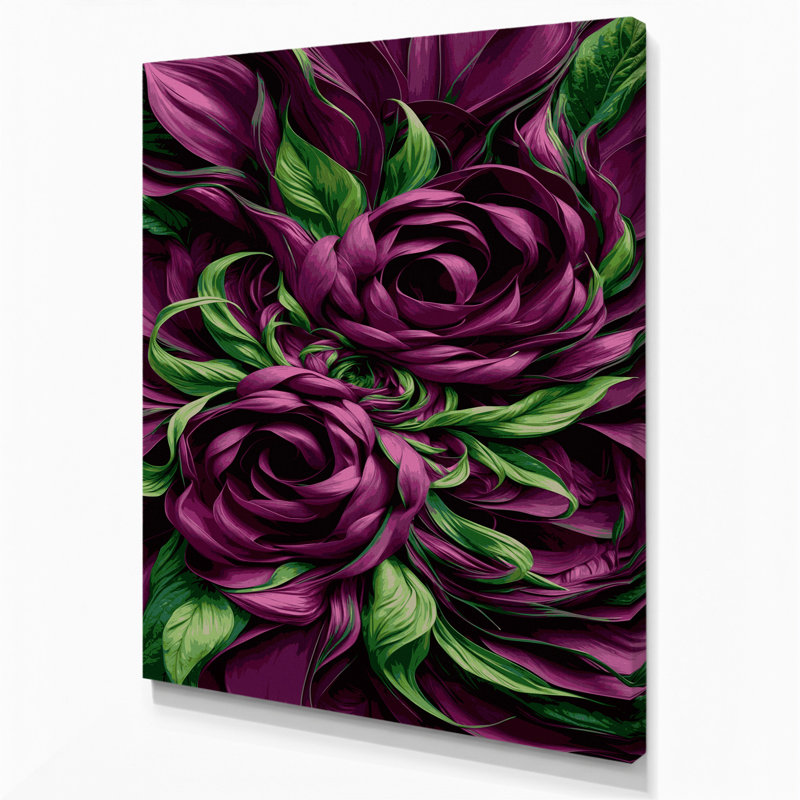 "Abstract Florals 86", art mural sur toile rouge, H 10 po x l 8 po
