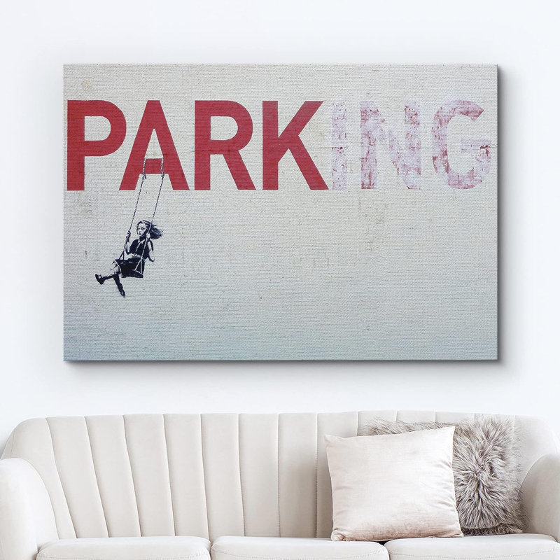 «Banksy Little Girl On Swing Dessous», Toile tendue, H 12 po x l 18 po x P 1,5 po