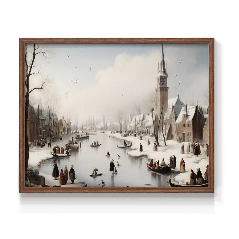 Art de Noël - CMXIV - Reproduction encadrée - Restickable, H 16 po x l 20 po, Noyer
