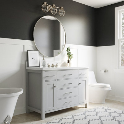 Meuble-lavabo simple 48 po avec plateau en quartz blanc Macnair