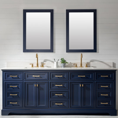 Zoila 84'' Double Bathroom Vanity with Quartz Top