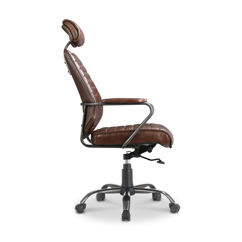 Genuine Leather Executive Chair, Brown Genuine Leather