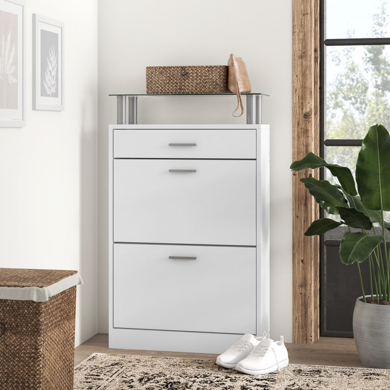 Flip Down Shoe Storage, White