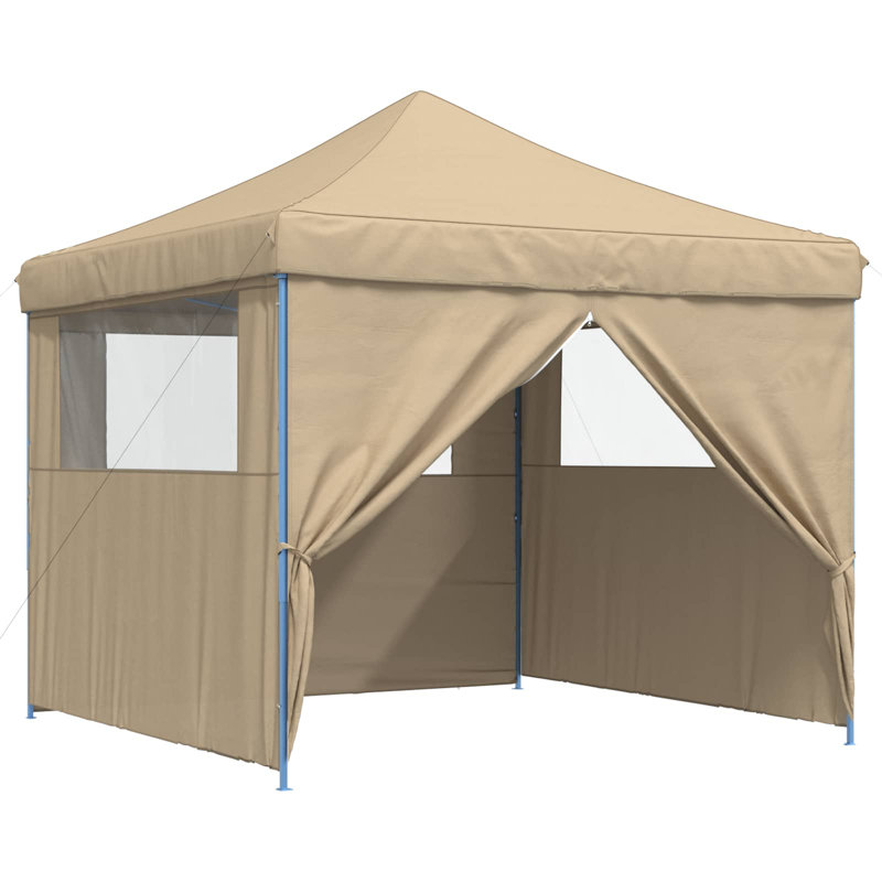 Vidaxl Foldable Tent Canopy Patio Pavilion Gazebo Pop Up Tent Marquee Canopy, 315cm H x 292cm W x 292cm D, Beige, Blue