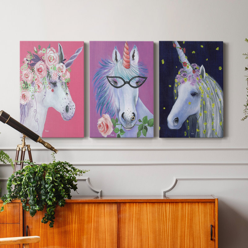 Unicorn II - ensemble de 3 reproductions d'art sur toile tendue, H 36 po x l 72 po x P 1 po
