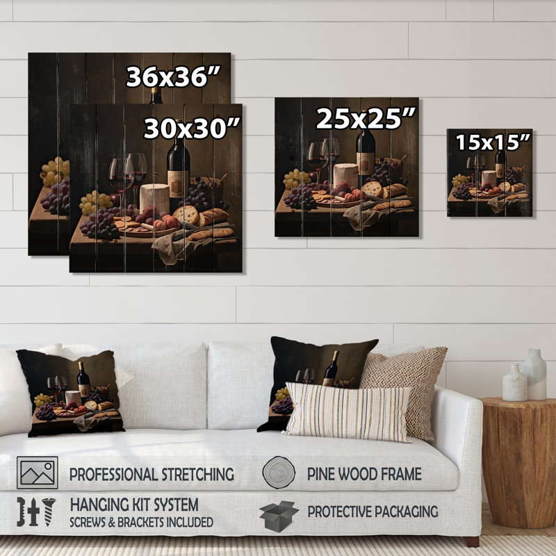 Hicham - Décoration en bois pour aliments et boissons sur bois de pin naturel, H 15 po x l 15 po