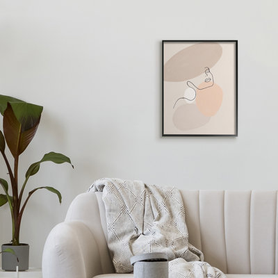 Dessin minimaliste de lignes féminines sur des formes abstraites par Patricia Pinto - impression