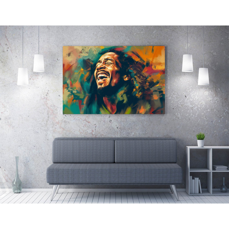 Abstract Multi Colour Portrait of Bob Marley Canvas Wall Art Picture Print, 30.48cm H x 45.72cm W