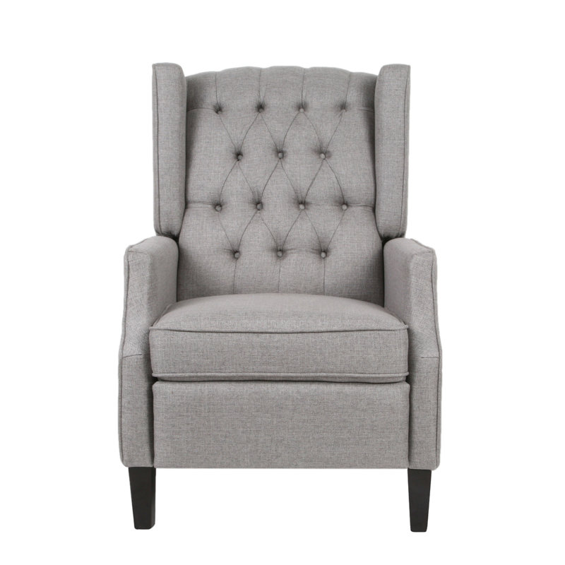 Fauteuil inclinable manuel Octa, capitonné à oreilles, gris foncé, Mélange de polyester gris