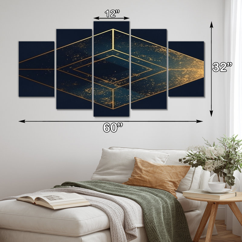 Schum - Art mural moderne sur toile géométrique - 5 panneaux