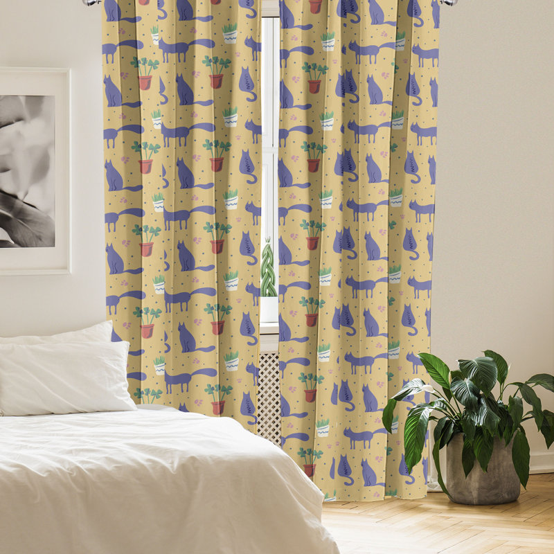 Rideaux 4 panneaux East Urban Home Cat, Meow, L 56 po x L 84 po