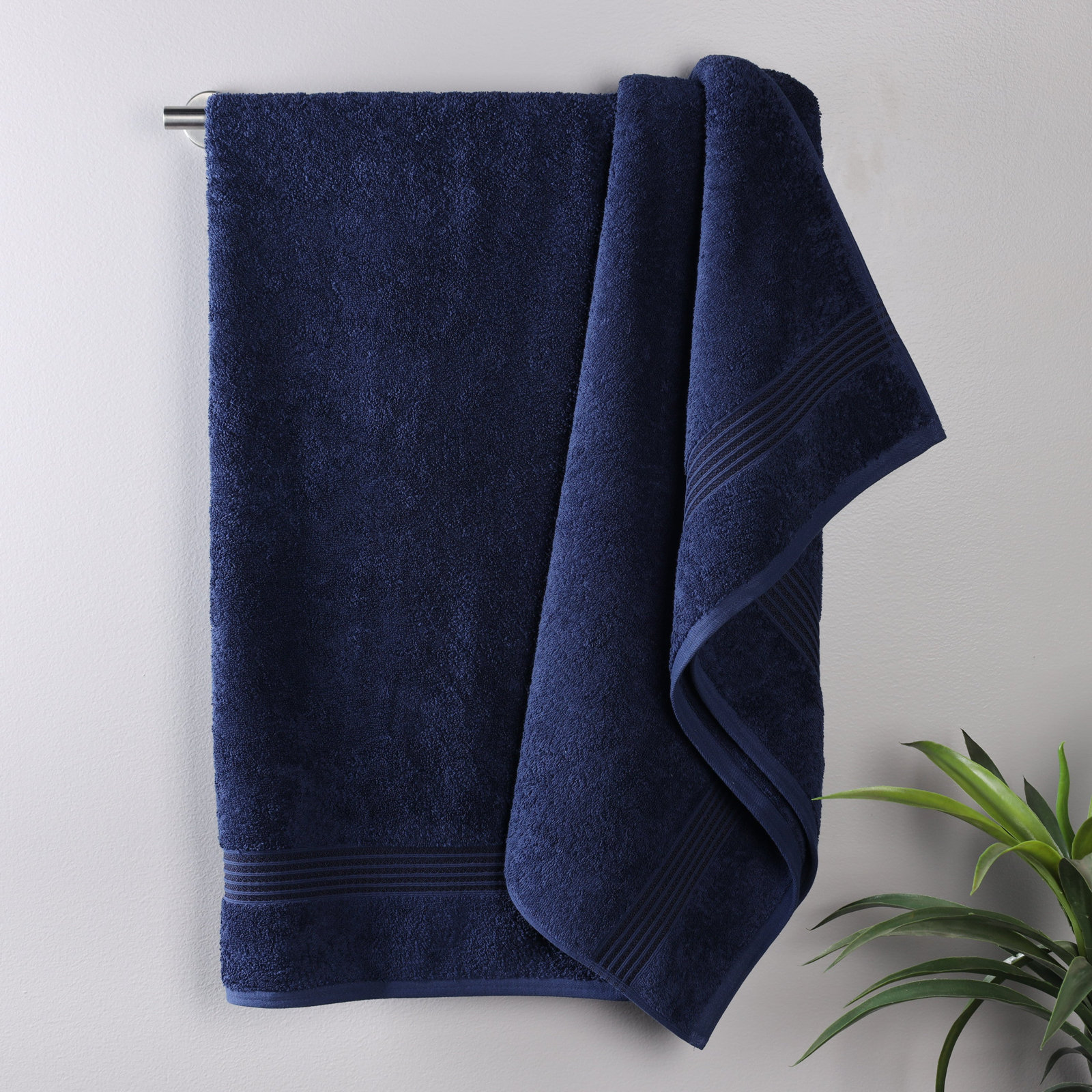 Oleg Egyptian Cotton Bath Sheet Set, Navy Blue, Bath Towels - 2 Pack