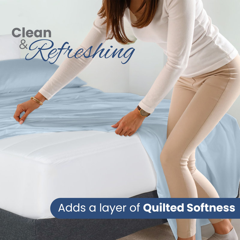 Martex Quilted Mattress Pad with Deep Pocket Fit, Soft Breathable Polyester-Cotton Blend, All-Season Comfort, Full, Full