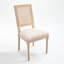 Chaises de salle à manger rembourrées beiges de style français de 2 personnes, avec dossier carré naturel, structure en bois massif et détails sculptés pour une apparence élégante 2 Tissu en lin de coton démontable, structure en bois